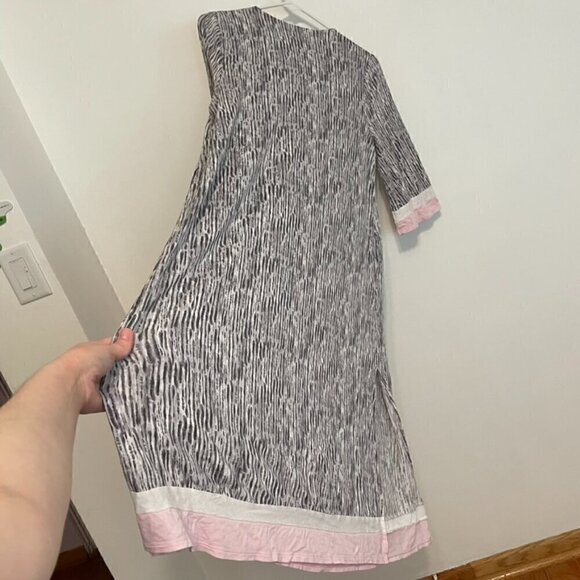 SIMPLY VERA VERA WANG 1/2 Sleeve "Maxi" Caftan Gray White Long Nightgown Pajamas - Picture 16 of 16